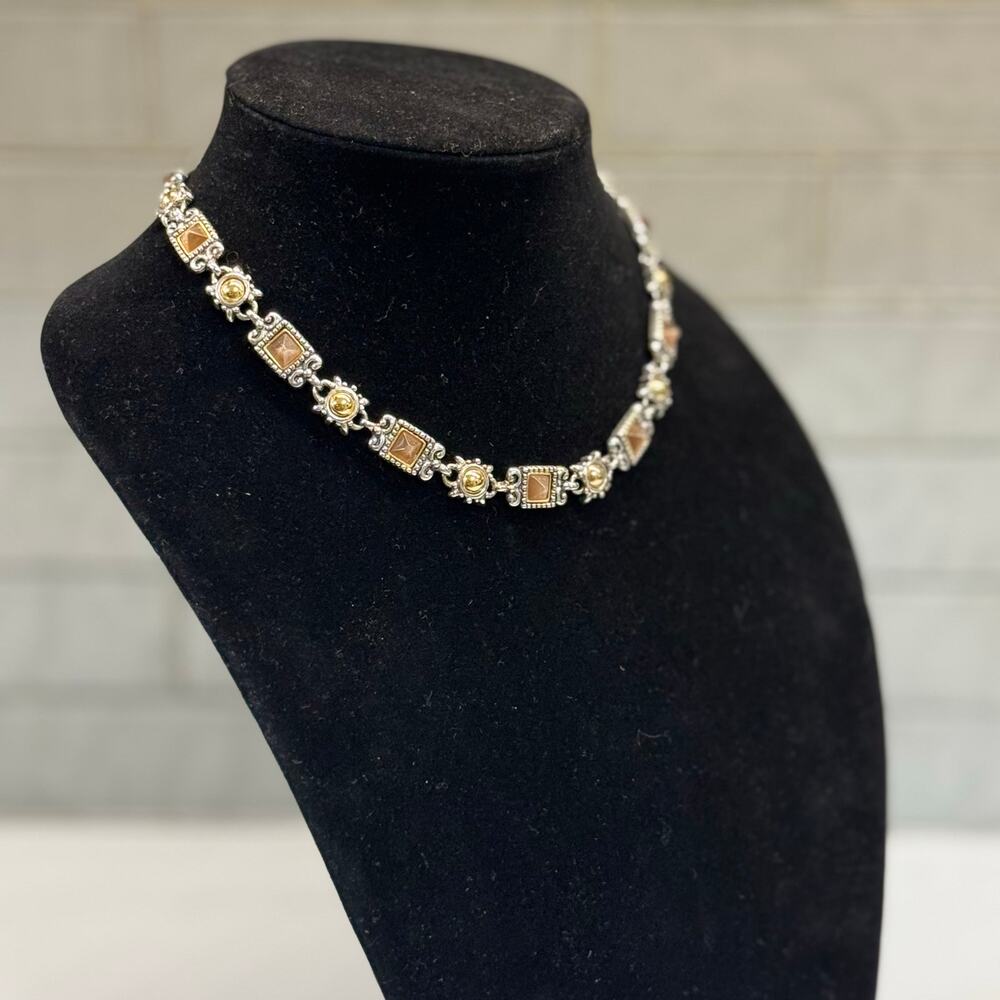 Premier Designs Blaine‎ Mixed Materials Antiqued Silver Gold Plated Glass Stones - Picture 4 of 6